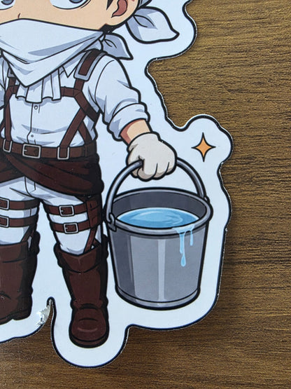 Attack on Titan Inspired Levi Cleaning Glossy Die Cut Sticker | 2 Sizes Available