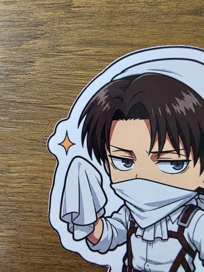 Attack on Titan Inspired Levi Cleaning Glossy Die Cut Sticker | 2 Sizes Available