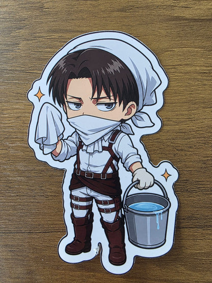 Attack on Titan Inspired Levi Cleaning Glossy Die Cut Sticker | 2 Sizes Available