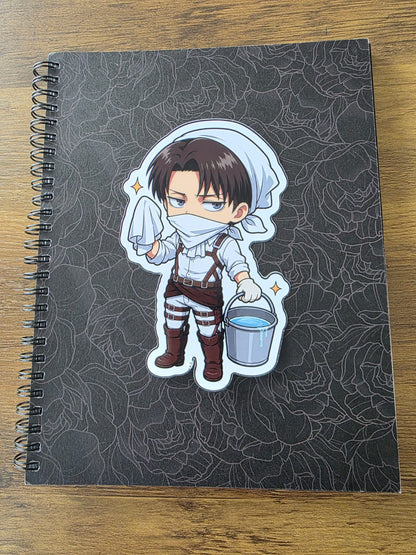 Attack on Titan Inspired Levi Cleaning Glossy Die Cut Sticker | 2 Sizes Available