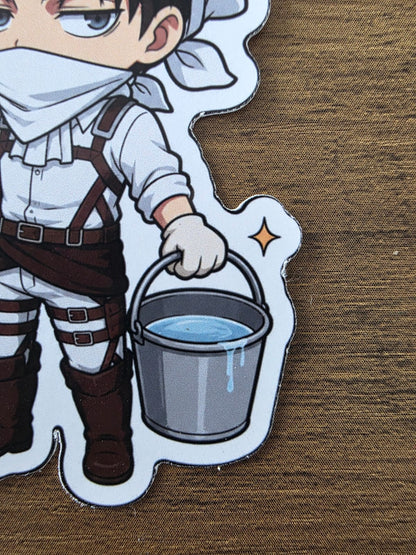 Attack on Titan Inspired Levi Cleaning Glossy Die Cut Sticker | 2 Sizes Available