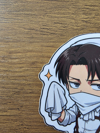 Attack on Titan Inspired Levi Cleaning Glossy Die Cut Sticker | 2 Sizes Available