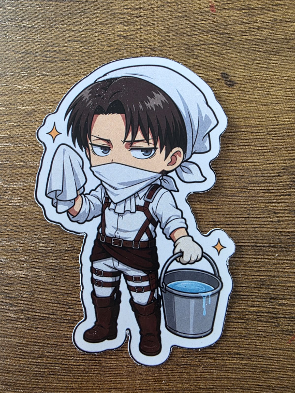 Attack on Titan Inspired Levi Cleaning Glossy Die Cut Sticker | 2 Sizes Available