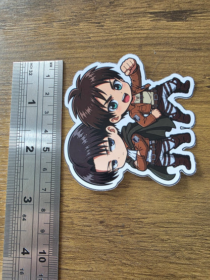 Attack on Titan Inspired Levi & Eren Glossy Die Cut Sticker | 2 Sizes Available