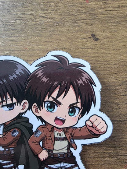 Attack on Titan Inspired Levi & Eren Glossy Die Cut Sticker | 2 Sizes Available