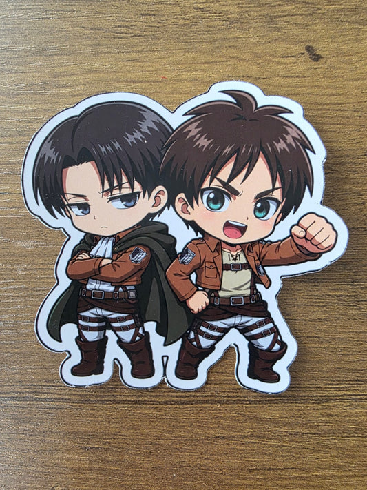 Attack on Titan Inspired Levi & Eren Glossy Die Cut Sticker | 2 Sizes Available