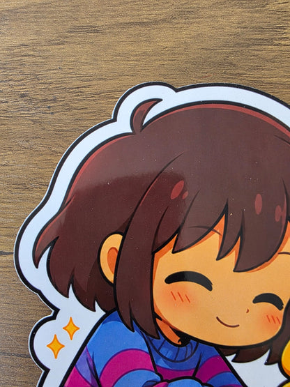 Undertale Inspired Frisk & Flowey Glossy Die Cut Sticker | 2 Sizes Available