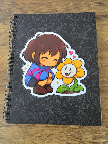 Undertale Inspired Frisk & Flowey Glossy Die Cut Sticker | 2 Sizes Available