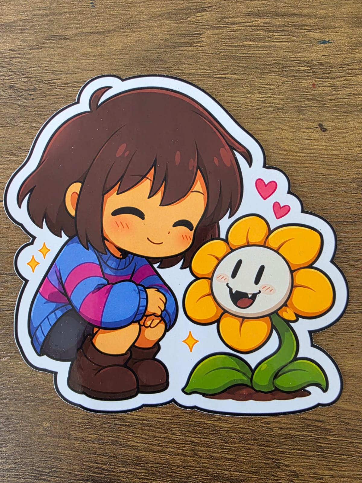 Undertale Inspired Frisk & Flowey Glossy Die Cut Sticker | 2 Sizes Available