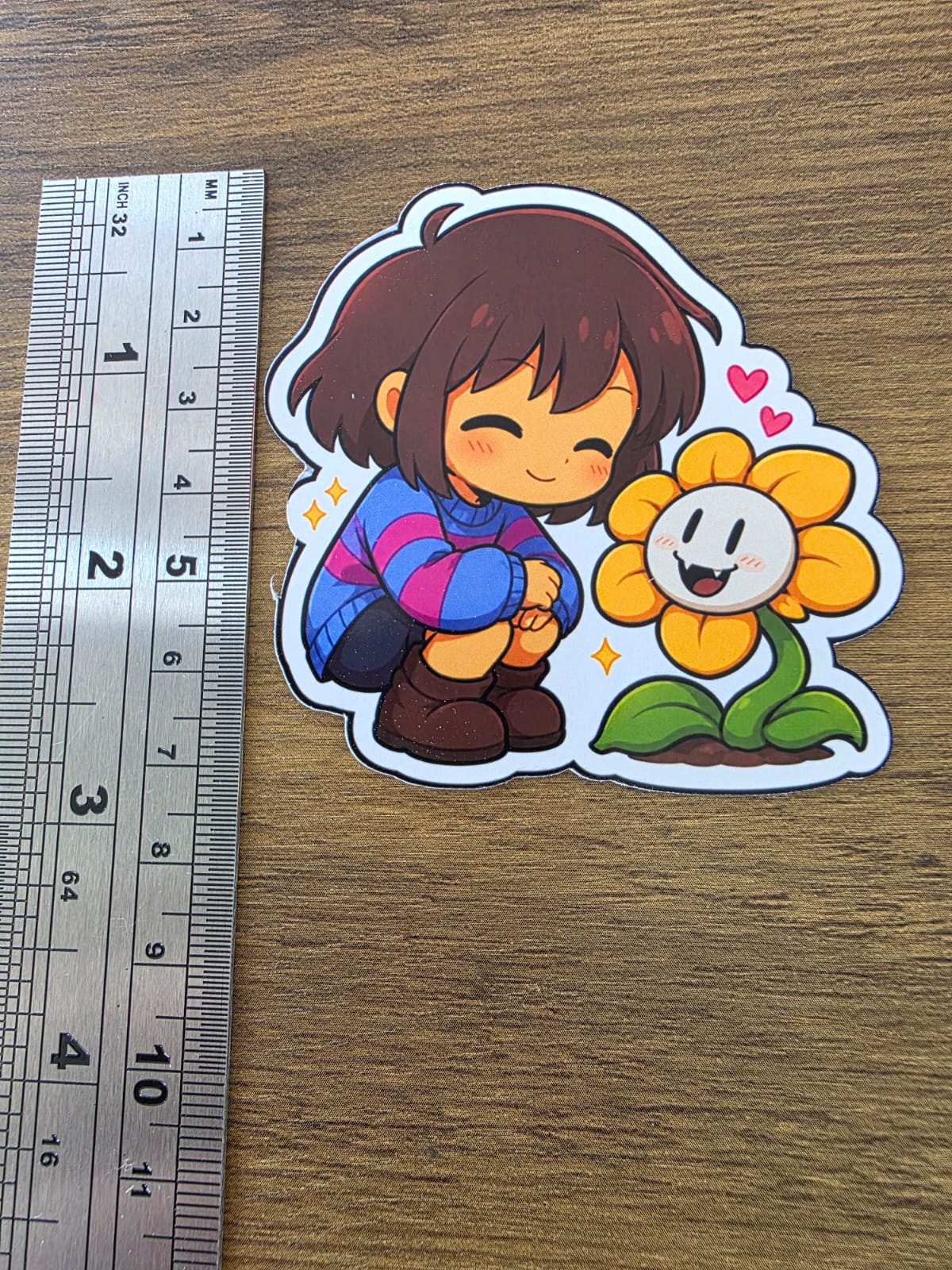 Undertale Inspired Frisk & Flowey Glossy Die Cut Sticker | 2 Sizes Available