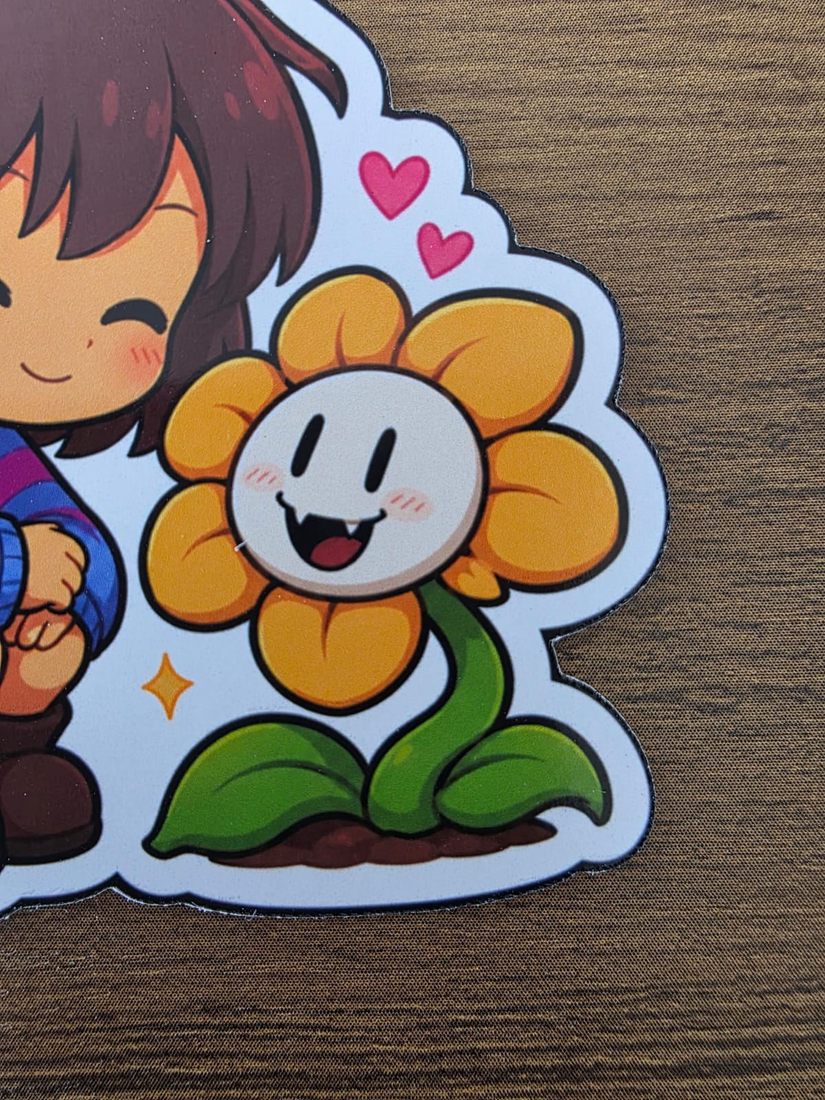 Undertale Inspired Frisk & Flowey Glossy Die Cut Sticker | 2 Sizes Available