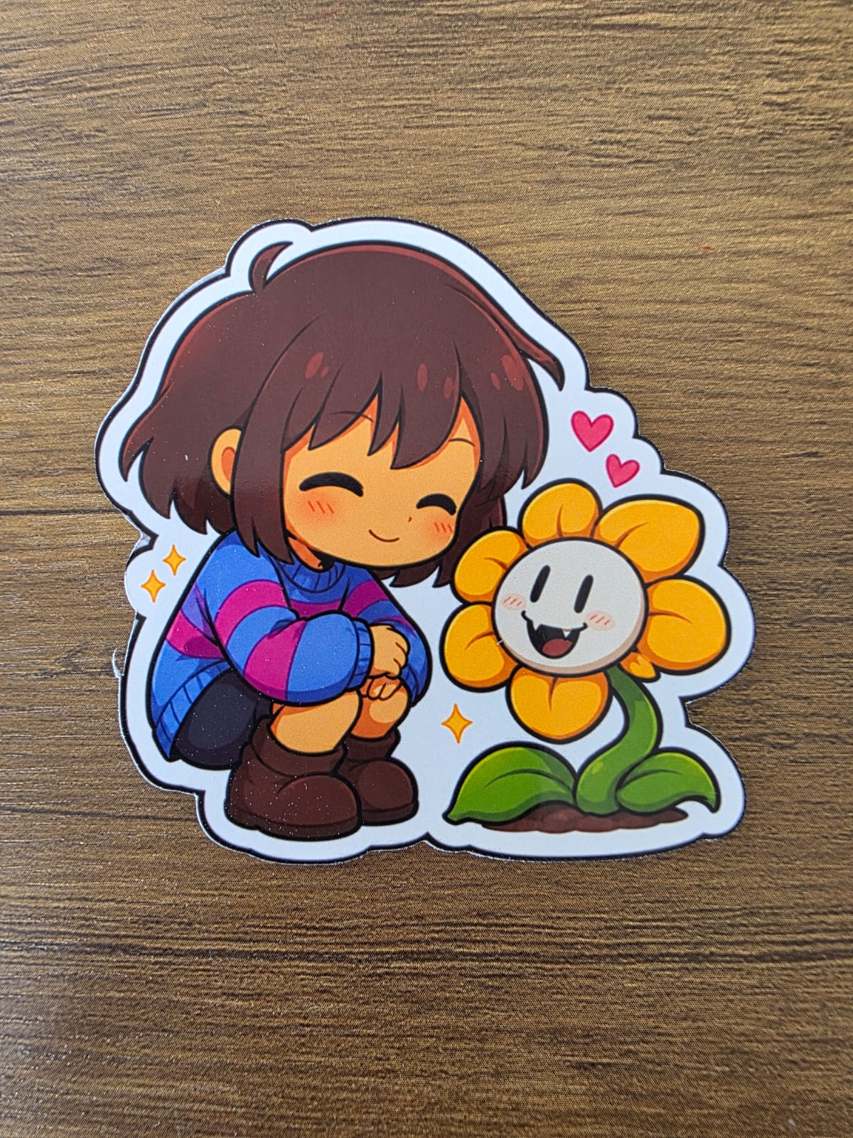 Undertale Inspired Frisk & Flowey Glossy Die Cut Sticker | 2 Sizes Available