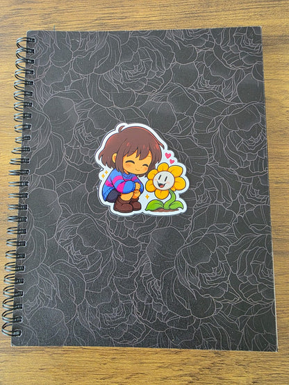 Undertale Inspired Frisk & Flowey Glossy Die Cut Sticker | 2 Sizes Available