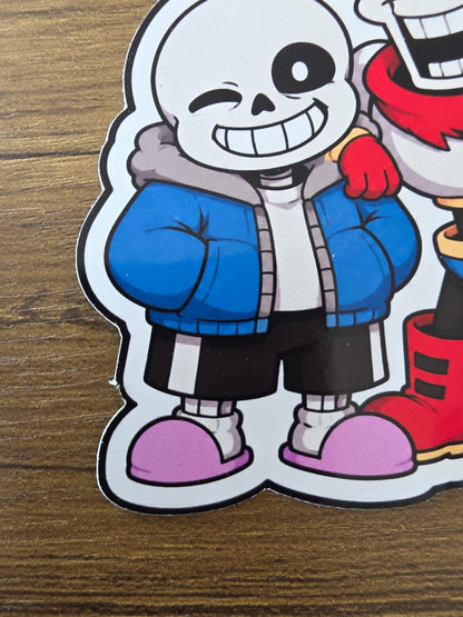 Undertale Inspired Sans & Papyrus Glossy Die Cut Sticker | 2 Sizes Available