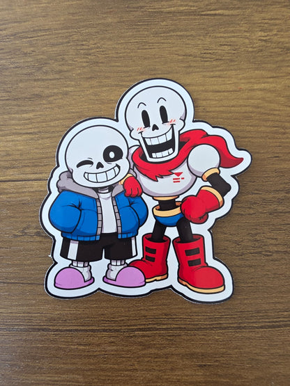 Undertale Inspired Sans & Papyrus Glossy Die Cut Sticker | 2 Sizes Available