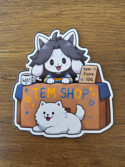 Undertale Inspired Temmie & Annoying Dog Glossy Die Cut Sticker | 2 Sizes Available