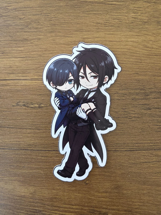 Black Butler (Kuroshitsuji) Inspired Ciel & Sebastian Glossy Die Cut Sticker | 2 Sizes Available