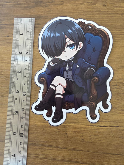 Black Butler (Kuroshitsuji) Inspired Ciel Phantomhive Sitting Glossy Die Cut Sticker | 2 Sizes Available