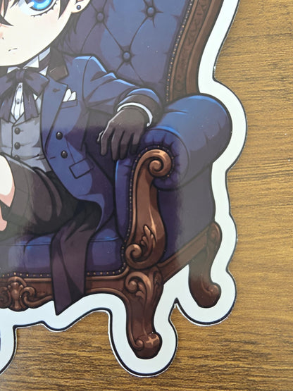 Black Butler (Kuroshitsuji) Inspired Ciel Phantomhive Sitting Glossy Die Cut Sticker | 2 Sizes Available