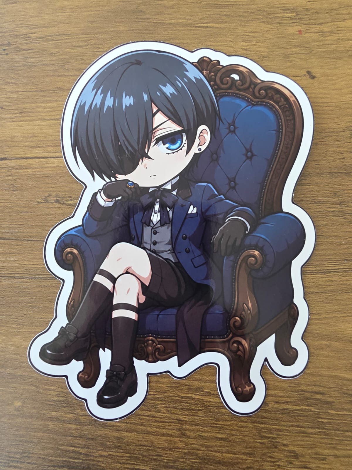Black Butler (Kuroshitsuji) Inspired Ciel Phantomhive Sitting Glossy Die Cut Sticker | 2 Sizes Available