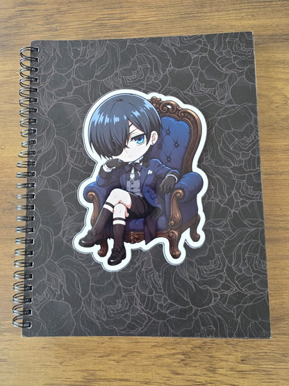 Black Butler (Kuroshitsuji) Inspired Ciel Phantomhive Sitting Glossy Die Cut Sticker | 2 Sizes Available
