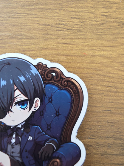 Black Butler (Kuroshitsuji) Inspired Ciel Phantomhive Sitting Glossy Die Cut Sticker | 2 Sizes Available