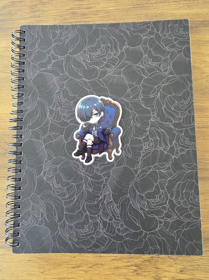 Black Butler (Kuroshitsuji) Inspired Ciel Phantomhive Sitting Glossy Die Cut Sticker | 2 Sizes Available