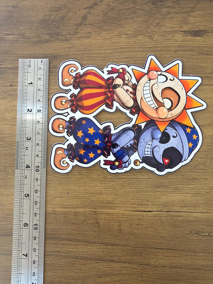 Five Nights at Freddy's: Security Breach Inspired Sun & Moon Glossy Die Cut Sticker | 2 Sizes Available