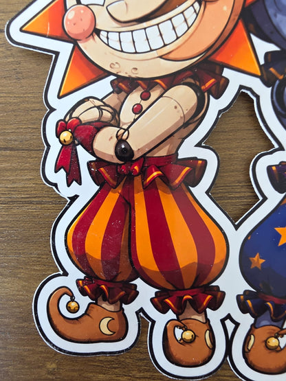 Five Nights at Freddy's: Security Breach Inspired Sun & Moon Glossy Die Cut Sticker | 2 Sizes Available