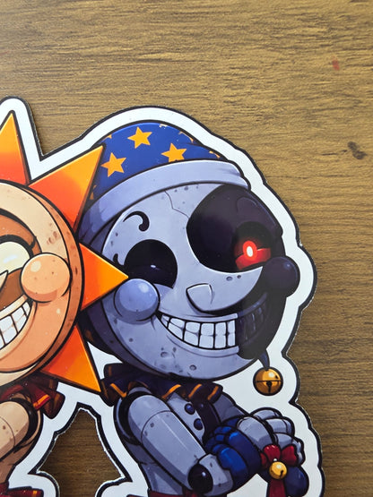 Five Nights at Freddy's: Security Breach Inspired Sun & Moon Glossy Die Cut Sticker | 2 Sizes Available