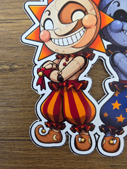 Five Nights at Freddy's: Security Breach Inspired Sun & Moon Glossy Die Cut Sticker | 2 Sizes Available