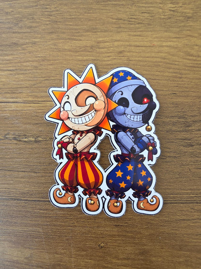 Five Nights at Freddy's: Security Breach Inspired Sun & Moon Glossy Die Cut Sticker | 2 Sizes Available