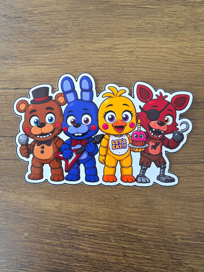Five Nights at Freddy's Inspired Freddy Bonnie Chica Foxy Sticker | 2 Sizes Available