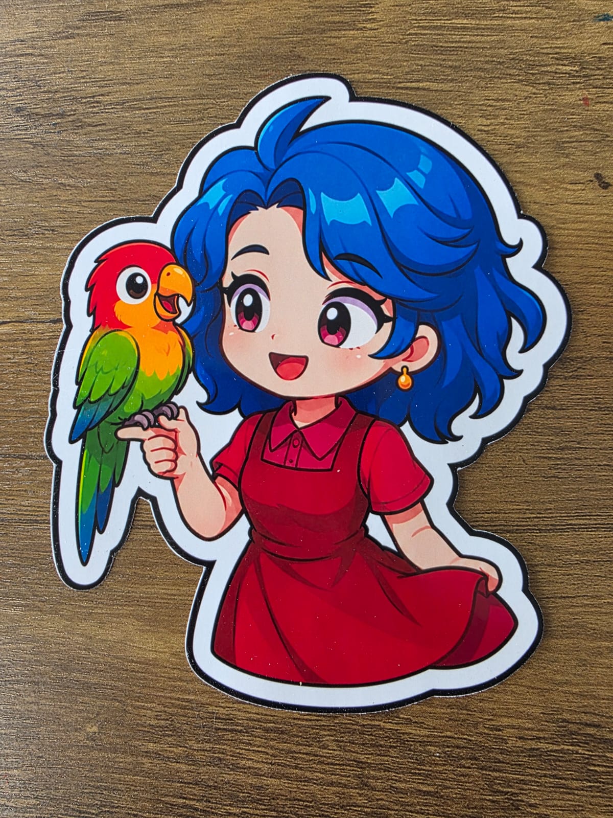 Stardew Valley Inspired Emily & Parrot Glossy Die Cut Sticker | 2 Sizes Available