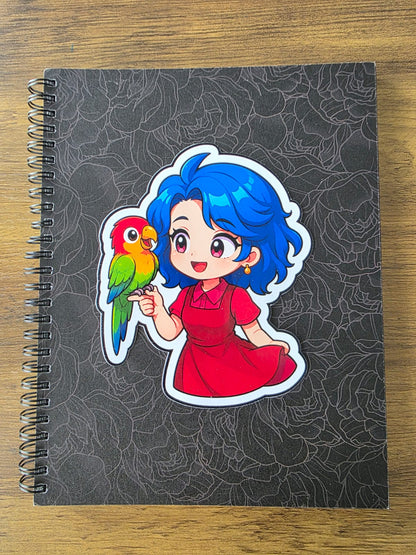 Stardew Valley Inspired Emily & Parrot Glossy Die Cut Sticker | 2 Sizes Available