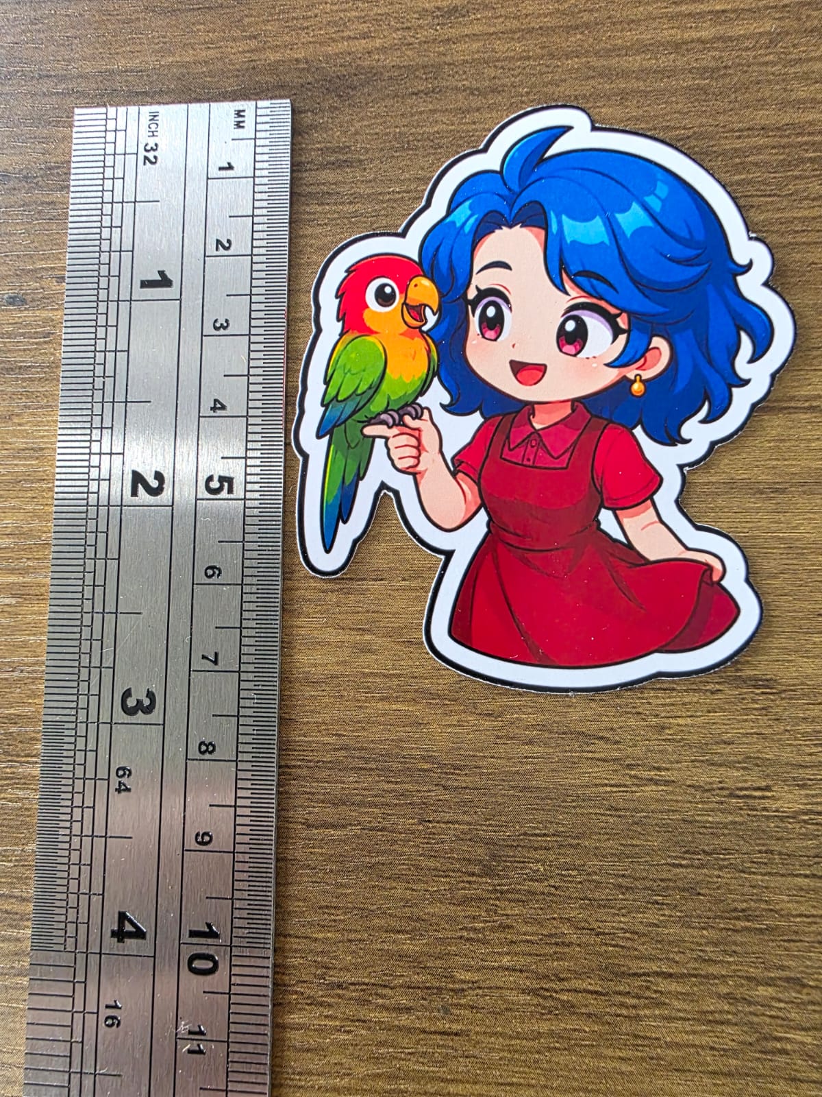 Stardew Valley Inspired Emily & Parrot Glossy Die Cut Sticker | 2 Sizes Available