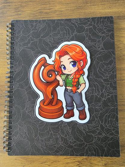 Stardew Valley Inspired Leah & Sculpture Glossy Die Cut Sticker | 2 Sizes Available