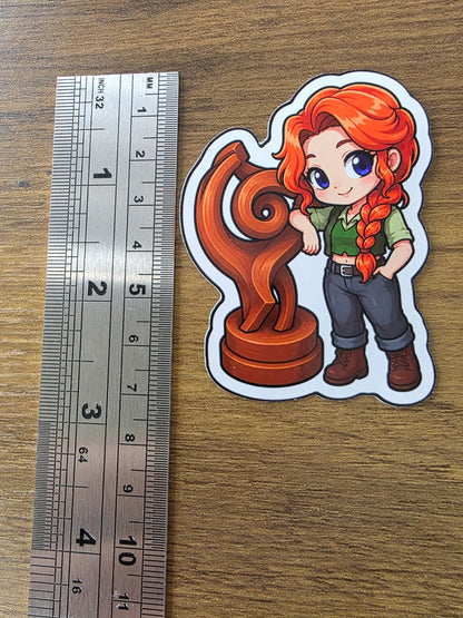Stardew Valley Inspired Leah & Sculpture Glossy Die Cut Sticker | 2 Sizes Available