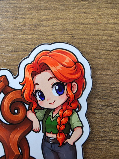Stardew Valley Inspired Leah & Sculpture Glossy Die Cut Sticker | 2 Sizes Available