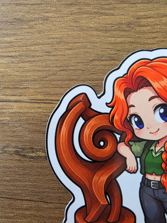 Stardew Valley Inspired Leah & Sculpture Glossy Die Cut Sticker | 2 Sizes Available