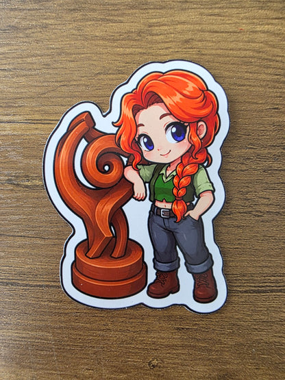 Stardew Valley Inspired Leah & Sculpture Glossy Die Cut Sticker | 2 Sizes Available