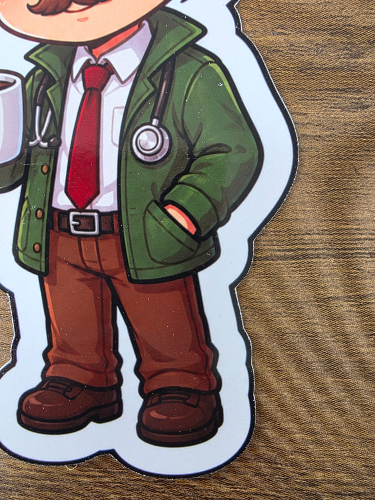 Stardew Valley Inspired Harvey & Coffee Glossy Die Cut Sticker | 2 Sizes Available
