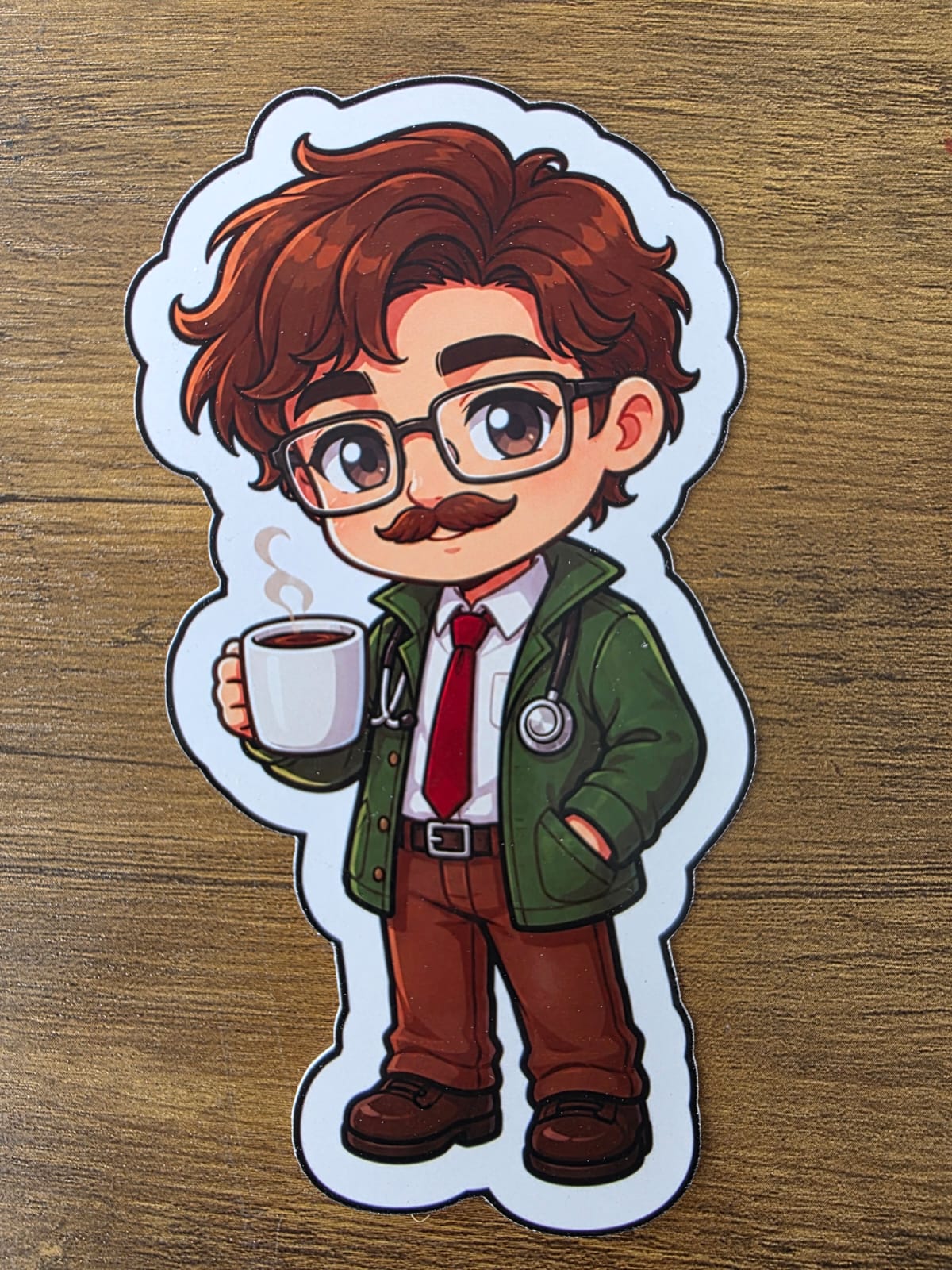 Stardew Valley Inspired Harvey & Coffee Glossy Die Cut Sticker | 2 Sizes Available