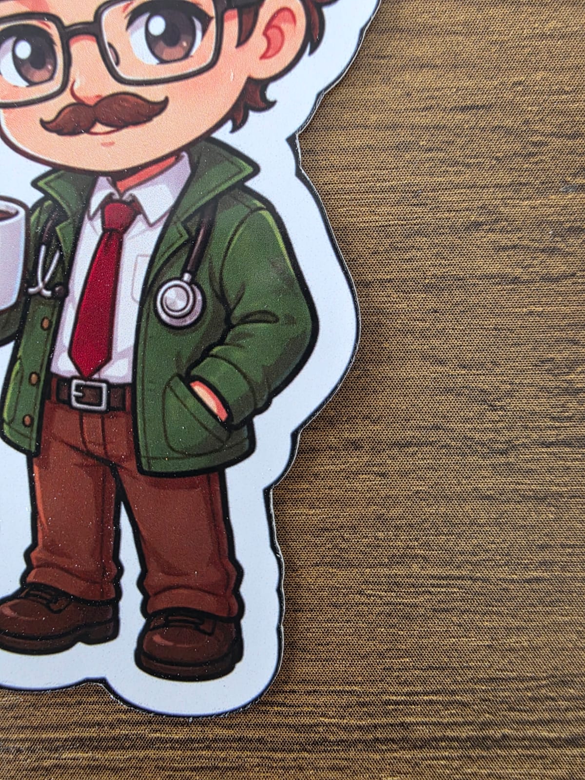 Stardew Valley Inspired Harvey & Coffee Glossy Die Cut Sticker | 2 Sizes Available