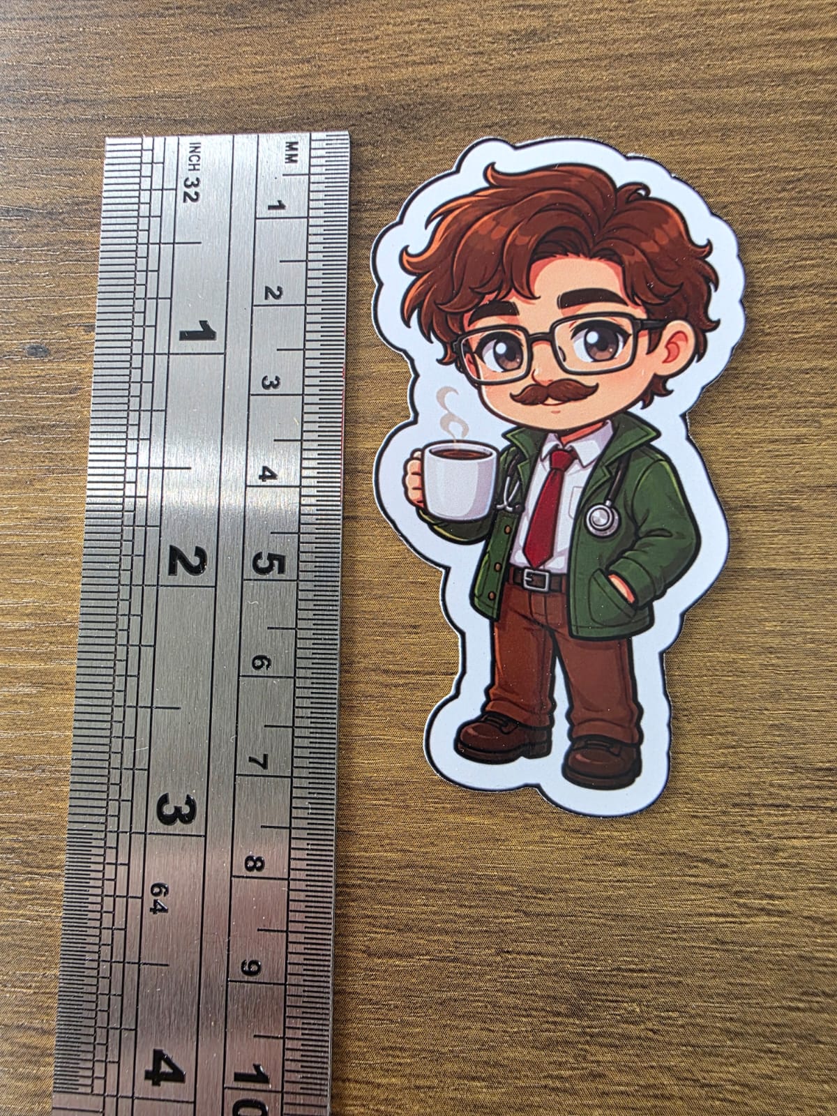 Stardew Valley Inspired Harvey & Coffee Glossy Die Cut Sticker | 2 Sizes Available