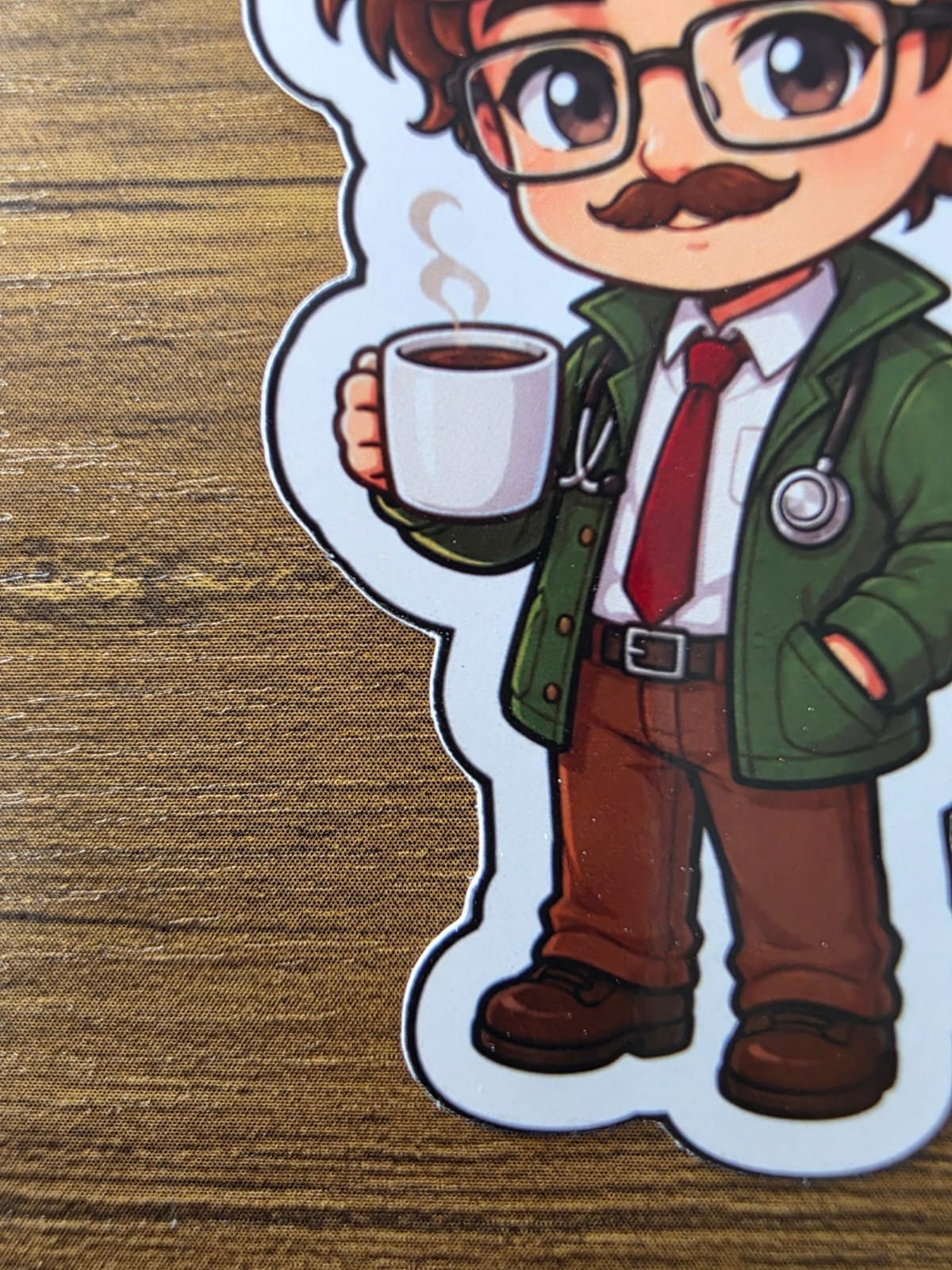 Stardew Valley Inspired Harvey & Coffee Glossy Die Cut Sticker | 2 Sizes Available