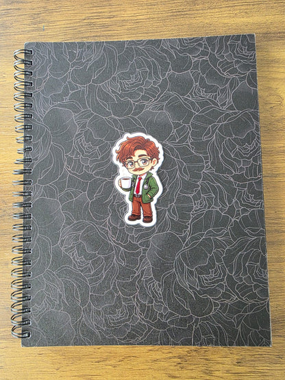 Stardew Valley Inspired Harvey & Coffee Glossy Die Cut Sticker | 2 Sizes Available