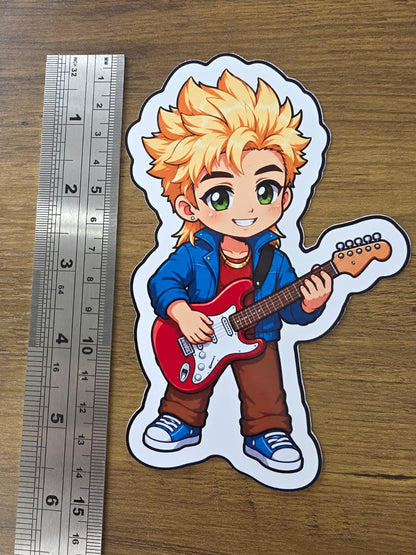 Stardew Valley Inspired Sam & Guitar Glossy Die Cut Sticker | 2 Sizes Available