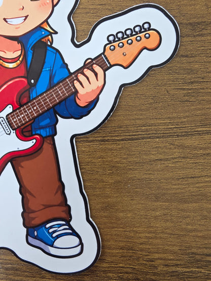 Stardew Valley Inspired Sam & Guitar Glossy Die Cut Sticker | 2 Sizes Available