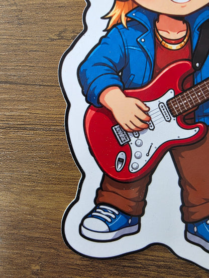 Stardew Valley Inspired Sam & Guitar Glossy Die Cut Sticker | 2 Sizes Available